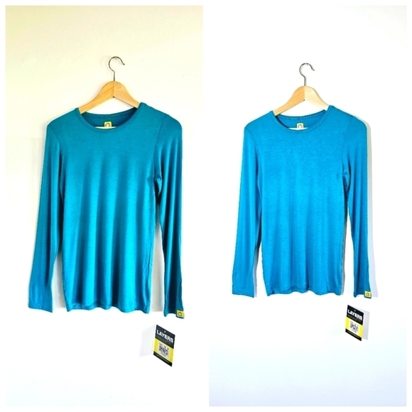 NWT WonderWink Layer Scrubs Long Sleeves Round Neck Women's Two T-shirts Size XS - Picture 1 of 9